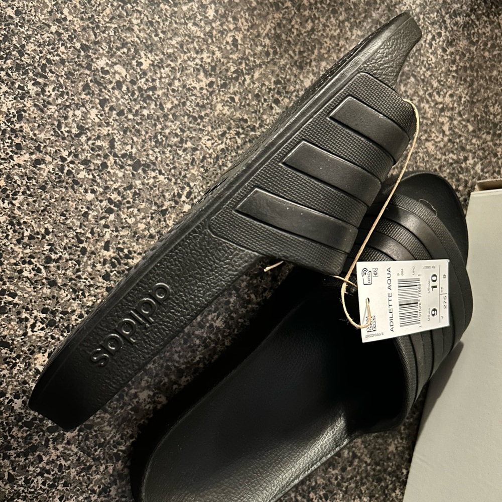 Adidas Black Sportswear Adilette Aqua Slides